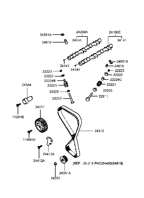 1990 Hyundai Excel  Adjuster Assembly-Rocker Arm Lash Diagram for 2223126011