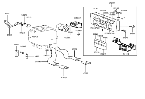 1990 Hyundai Excel  Heater Control Assembly Diagram for 9726038270ZX