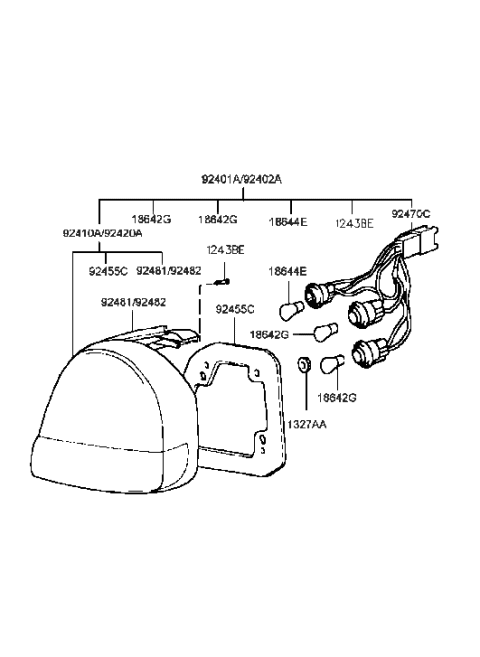 1993 Hyundai Excel Pad-Rear Combination Lamp Sealing Diagram for 9243538000
