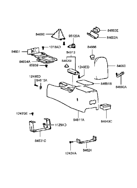 1988 Hyundai Excel  Support-Pen Holder Diagram for 8465338000