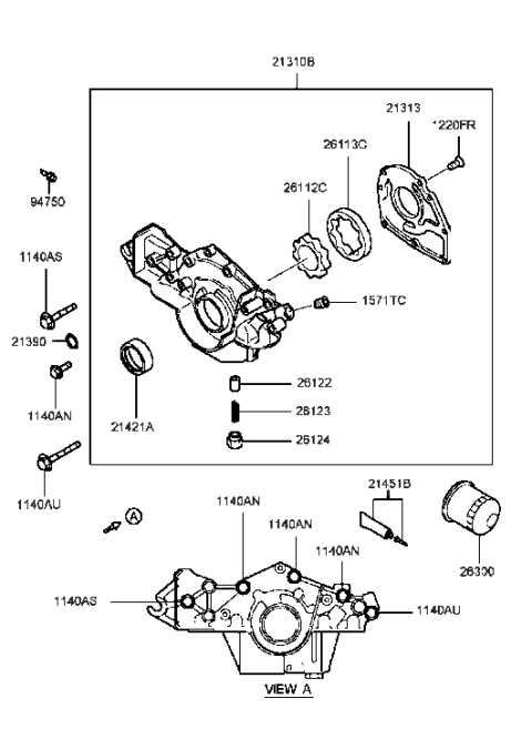 1991 Hyundai Excel  Gear-Oil Pump Driven Diagram for 2611338010