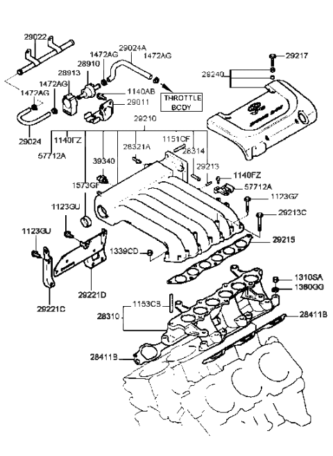1991 Hyundai Excel  Bracket-Throttle Position Sensor Diagram for 9149238000