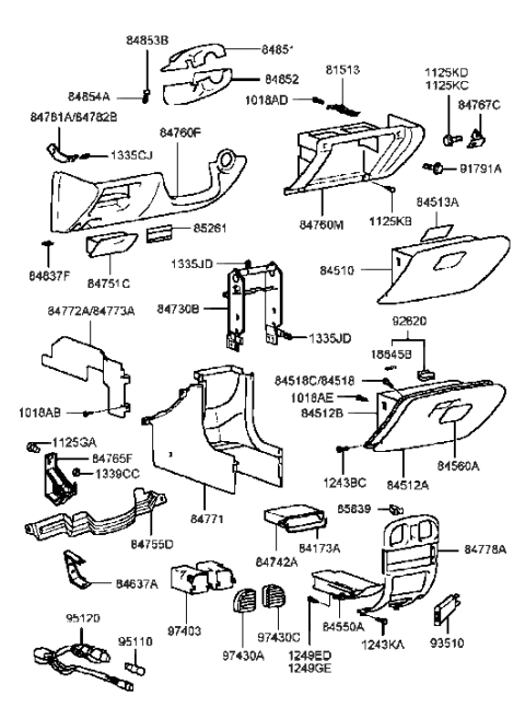 1993 Hyundai Excel  Label-Glove Box Diagram for 8451327550