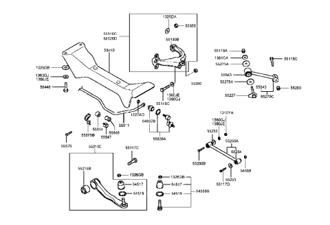 1991 Hyundai Excel  Arm Assembly-Rear Upper, LH Diagram for 5511038000