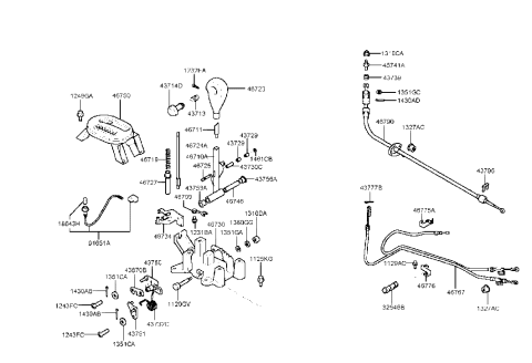1990 Hyundai Excel  Bracket-Shift Lock Cable Diagram for 4677538000