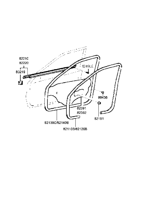 1990 Hyundai Excel Seal-Front Door Trim, RH Diagram for 8239238010