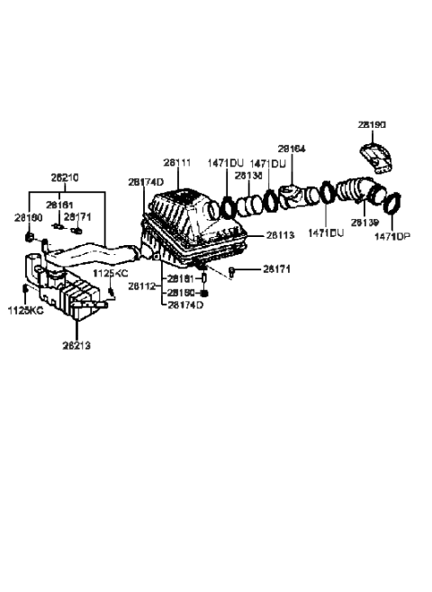 1988 Hyundai Excel Tube-Branch Diagram for 2819238000