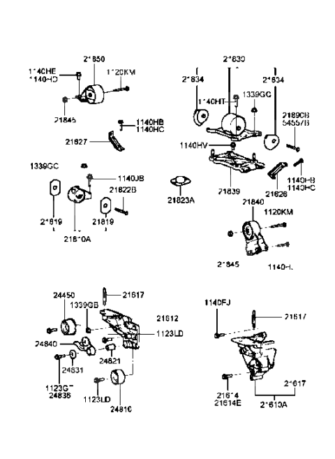 1990 Hyundai Excel Bolt-Seal Diagram for 2161438000