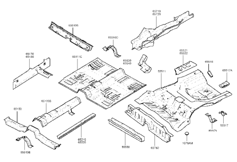 1991 Hyundai Excel  Member Assembly-Rear Floor Side, LH Diagram for 6571038100