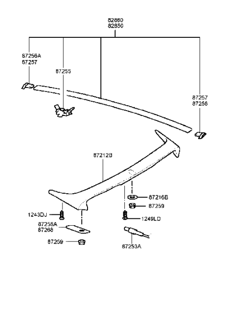 1991 Hyundai Excel Clip-Roof MOULDING Diagram for 8721638000