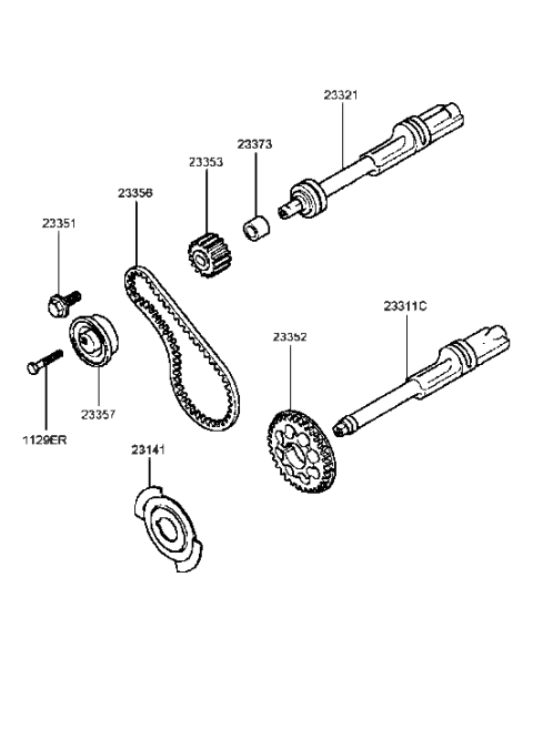 1990 Hyundai Excel Balance Timing Belt Diagram for 2335638000