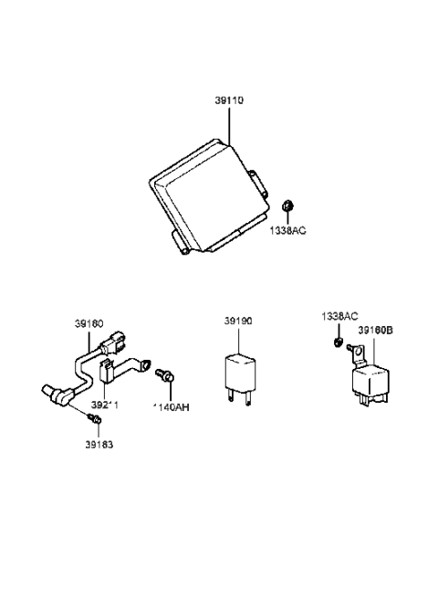 1988 Hyundai Excel Engine Control Module Unit Diagram for 3910937000