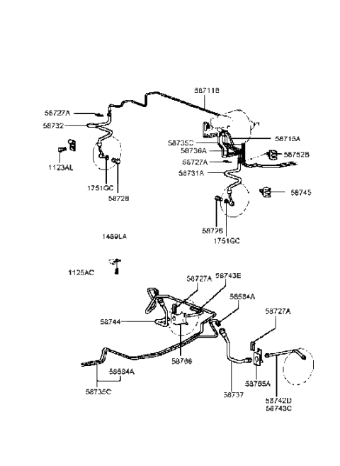 1990 Hyundai Excel  Tube-Hydraulic Module To Connector RH Diagram for 5871338306