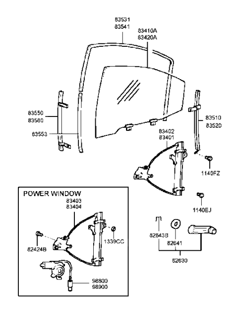 1988 Hyundai Excel Channel Assembly-Rear Door Division Diagram for 8352038001