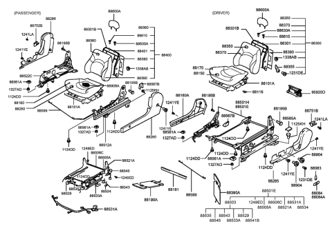 1988 Hyundai Excel  Guide Assembly-Headrest Without Lever Diagram for 8872225000LT