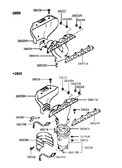 1990 Hyundai Excel  Protector-Heat, LH Diagram for 2852537153