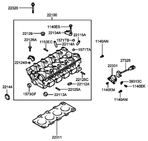1990 Hyundai Excel  Stud Diagram for 1153410305