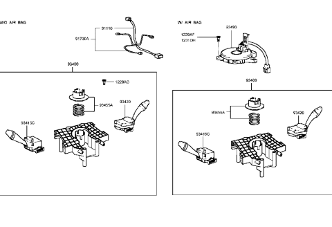 1993 Hyundai Excel  Wire-Steering To Audio Diagram for 9111038010