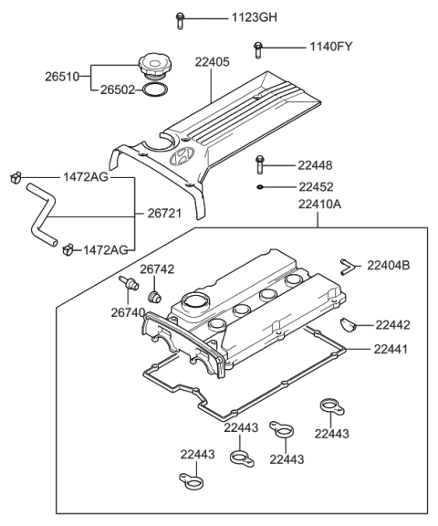 1993 Hyundai Excel  Pipe Diagram for 2240435500
