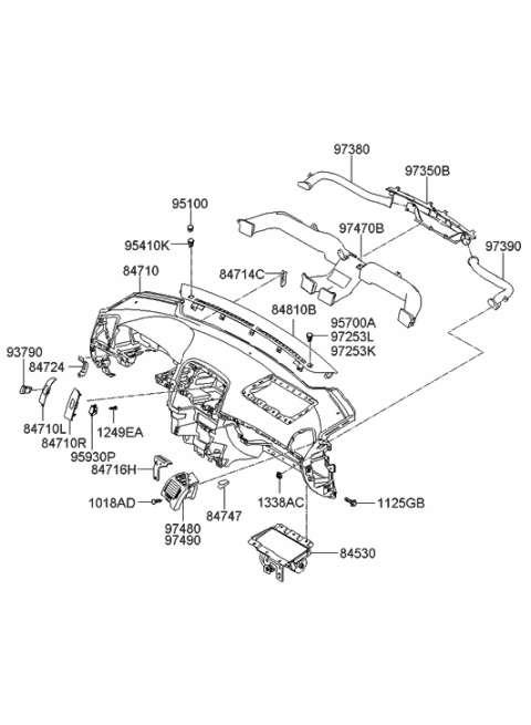 2013 Hyundai Genesis  Duct Assembly-Side Air Ventilator, LH Diagram for 974803K000CH