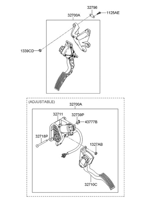 2011 Hyundai Genesis  Pedal Assembly-Accelerator Diagram for 327003K210