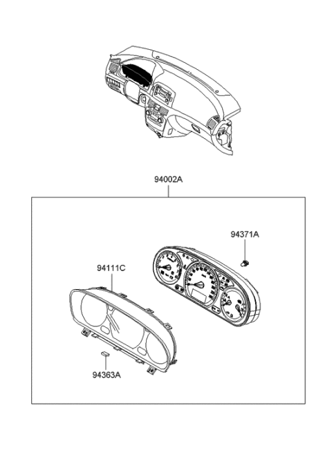 2013 Hyundai Genesis Cluster Assembly-Instrument(Mph) Diagram for 940010A041