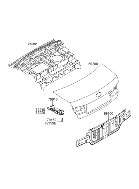 2011 Hyundai Genesis  Panel Assembly-Back Diagram for 691003K010