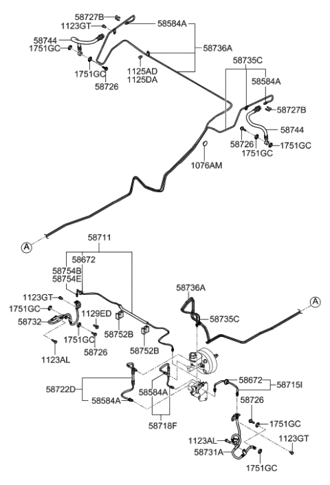 2013 Hyundai Genesis  Tube Assembly-Brake Diagram for 587113K000