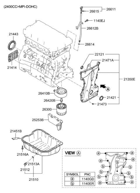 2013 Hyundai Genesis  Cover Assembly-Timing Chain Diagram for 2135025000