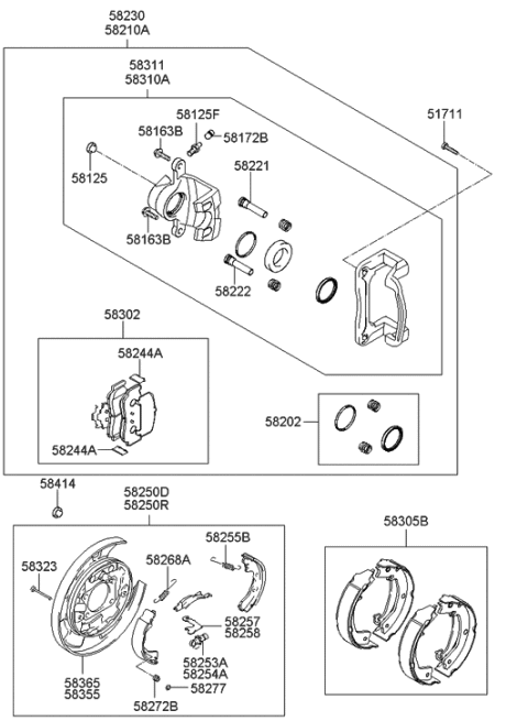 2011 Hyundai Genesis  Brake Assembly-Rear Wheel, LH Diagram for 582103K000