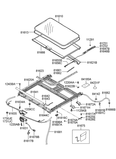 2013 Hyundai Genesis  Guide Assembly-Sunroof Rear, LH Diagram for 816473E000