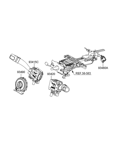 2011 Hyundai Genesis Switch Assembly-Wiper & Washer Diagram for 934203K200