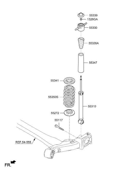 2014 Hyundai Azera  Rear Shock Absorber Dust Cover Diagram for 55316G7000