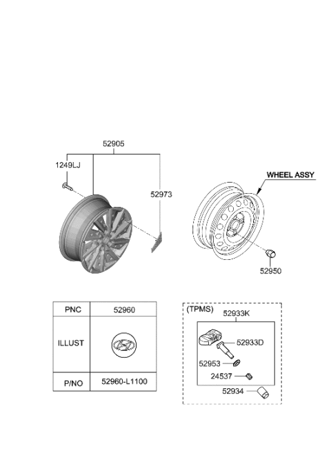 2022 Hyundai Genesis GV70  Cap-Wheel Accent Diagram for 52972G7700