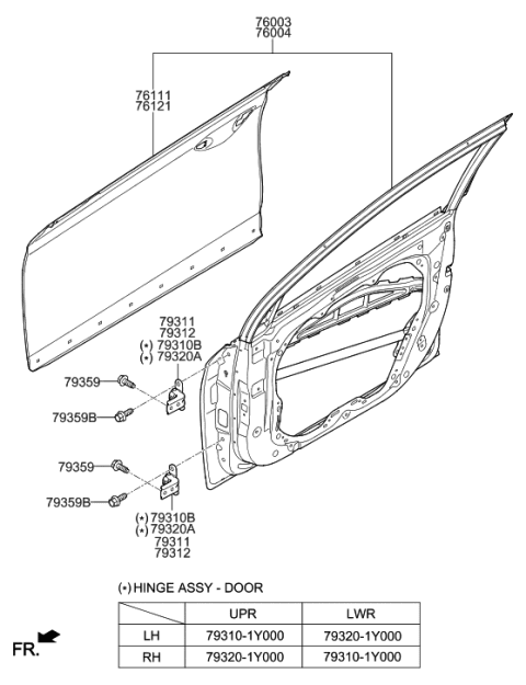 2022 Hyundai Genesis GV70 Hinge Assembly-Front Door Upper, LH Diagram for 793101Y000