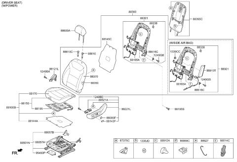 2014 Hyundai Azera Knob-Front Power Seat Recliner Diagram for 88198F2100T9Y