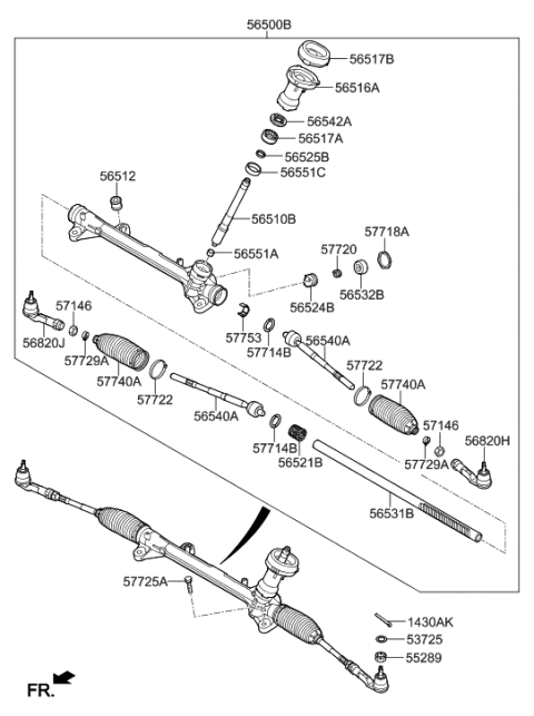 2022 Hyundai Genesis GV70  Pinion Assembly-Steering Gear Box Diagram for 56512G7001