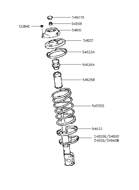 2008 Hyundai Santa Fe  Front Suspension Strut Dust Cover Diagram for 5462529100