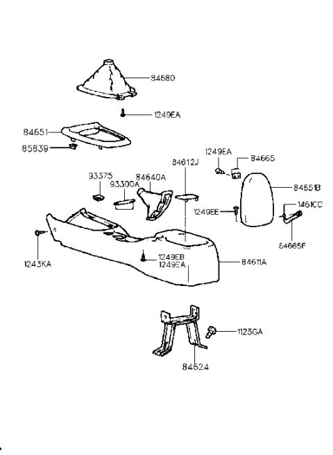 2009 Hyundai Santa Fe Bracket Assembly-Console Mounting Rear Diagram for 8467327000