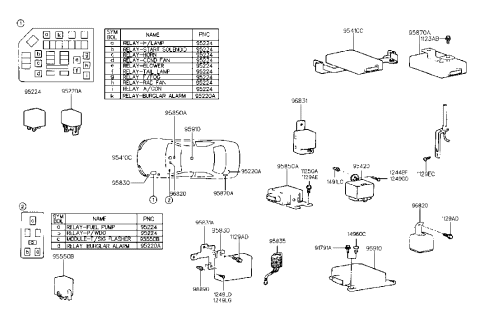 2011 Hyundai Santa Fe  Buzzer Assembly-Chime Diagram for 9683127000