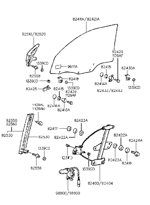 2009 Hyundai Santa Fe  Channel Assembly-Front Door Rear, L Diagram for 8255027000