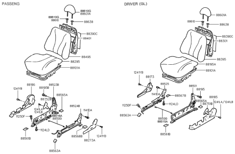 2006 Hyundai Santa Fe Cover & Pad-Front Seat Back, RH Diagram for 8845227000ECE