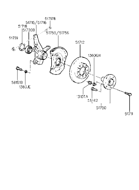 2008 Hyundai Santa Fe  Knuckle-Front Axle, RH Diagram for 5171629000