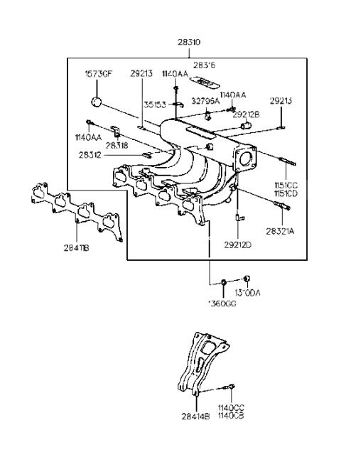 2008 Hyundai Santa Fe  Nipple Diagram for 2831223001