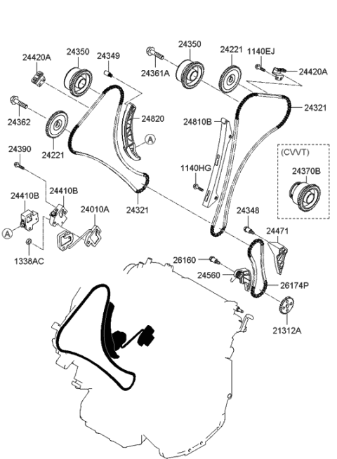 1998 Hyundai Sonata Cvvt Assembly-Exhaust Diagram for 243703C100