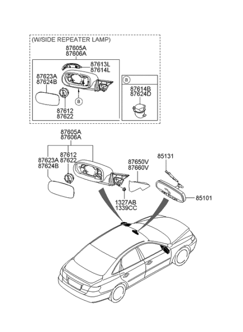 1998 Hyundai Sonata  Actuator Assembly-Outside Mirror, RH Diagram for 8762225000