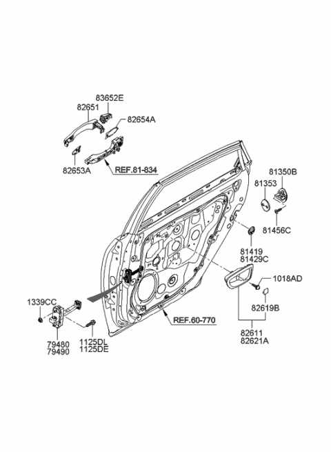 1993 Hyundai Sonata Checker Assembly-Rear Door, RH Diagram for 794903L000