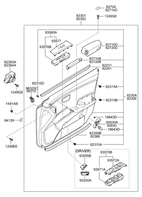1997 Hyundai Sonata  Lamp Assembly-Front Door, RH Diagram for 926403L700