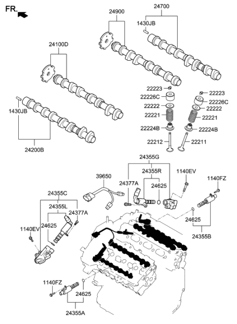 1997 Hyundai Sonata  Tappet Diagram for 222263CAA0