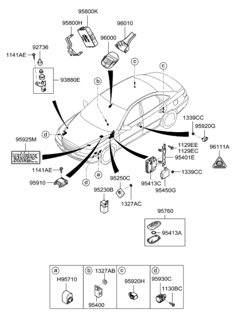 1997 Hyundai Sonata  Relay Assembly-Power Diagram for 952303K000